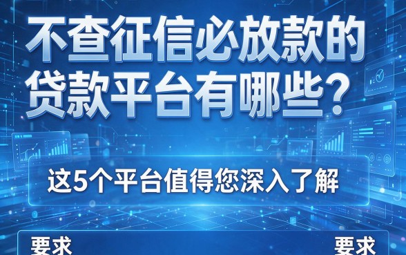 不查征信必放款的贷款平台有哪些?这5个平台值得您深入了解!