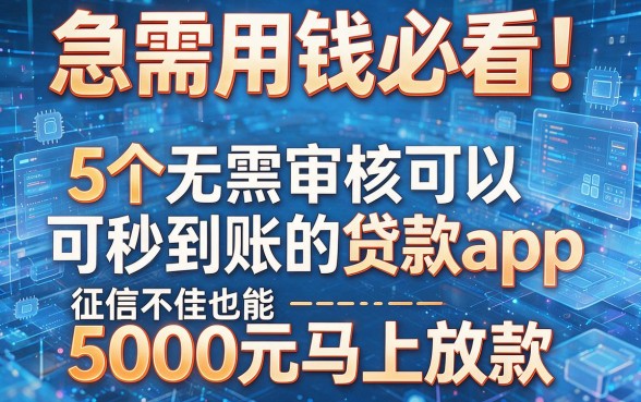 急需用钱必看!5个无需审核可以秒到账的贷款app,征信不佳也能5000元马上放款