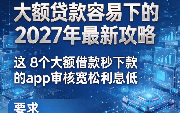 大额贷款容易下的2027年最新攻略,这8个大额借款秒下款的app审核宽松利息低