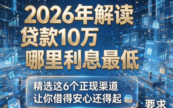2026年解读贷款10万哪里利息最低,精选这6个正规渠道让你借得安心还得起
