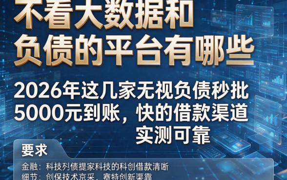 不看大数据和负债的平台有哪些,2026年这几家无视负债秒批5000元到账快的借款渠道实测可靠