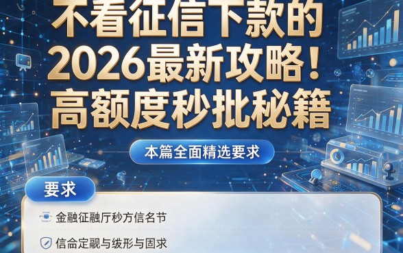 不看征信下款的2026最新攻略：高额度秒批秘籍，本篇全面精选！