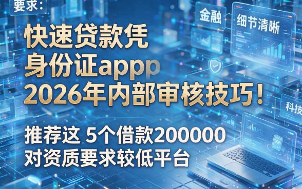 快速贷款凭身份证app2026年内部审核技巧!推荐这5个借款20000对资质要求较低平台