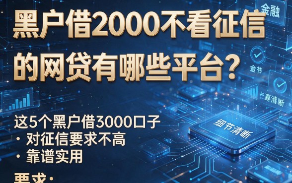 黑户借2000不看征信的网贷有哪些平台?这5个黑户借3000口子对征信要求不高,靠谱实用