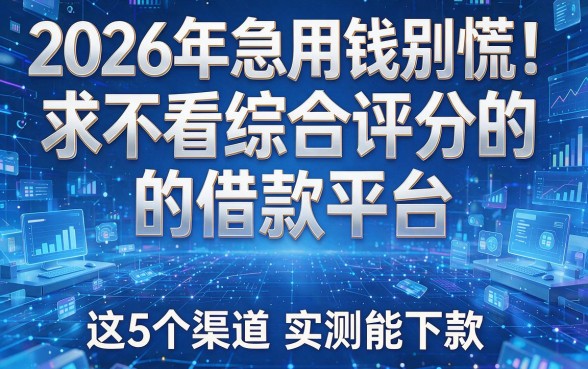 2026年急用钱别慌!求不看综合评分的借款平台,这5个渠道实测能下款!