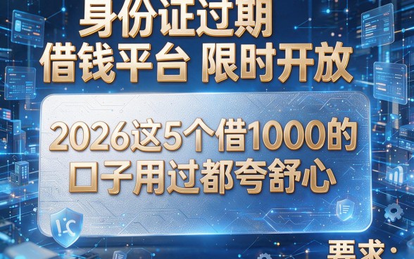 身份证过期借钱平台限时开放,2026这5个借1000的口子用过都夸舒心