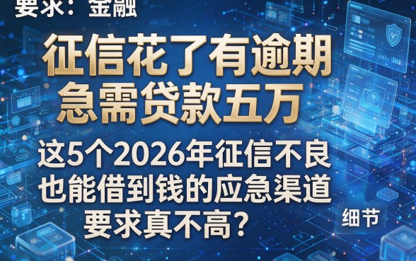 征信花了有逾期急需贷款五万,这5个2026年征信不良也能借到钱的应急渠道要求真不高