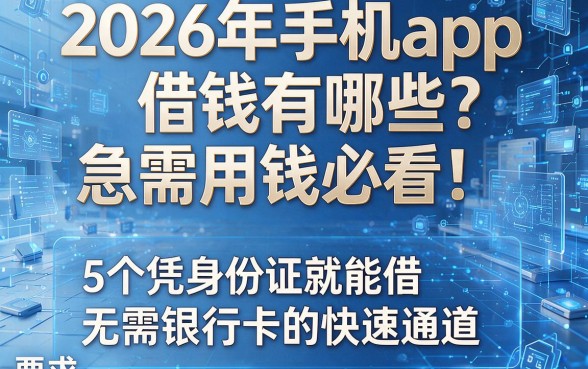 2026年手机app借钱有哪些?急需用钱必看:5个凭身份证就能借、无需银行卡的快速通道!