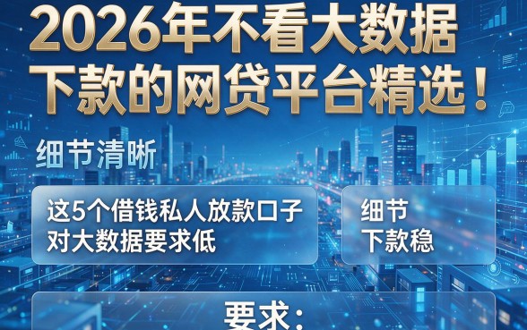 2026年不看大数据下款的网贷平台精选:这5个借钱私人放款口子对大数据要求低、下款稳