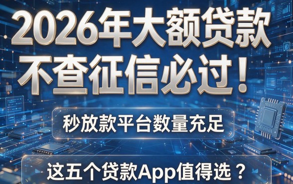 2026年大额贷款不查征信必过!秒放款平台数量充足,这五个贷款App值得选!