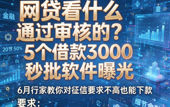 网贷看什么通过审核的?5个借款3000秒批软件曝光,6月行家教你对征信要求不高也能下款
