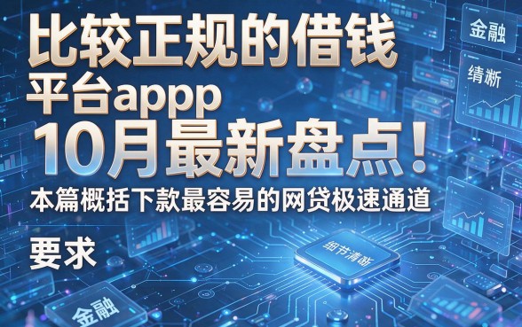 比较正规的借钱平台app10月最新盘点！本篇概括下款最容易的网贷极速通道