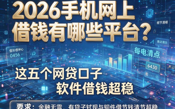 2026手机网上借钱有哪些平台?这五个网贷口子软件借钱超稳!