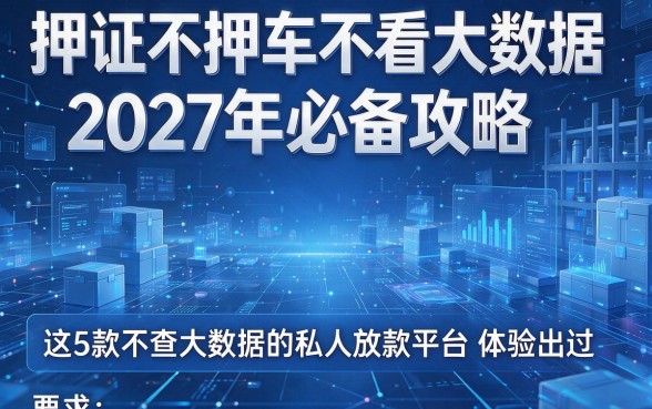 押证不押车不看大数据2027年必备攻略，这5款不查大数据的私人放款平台体验出色