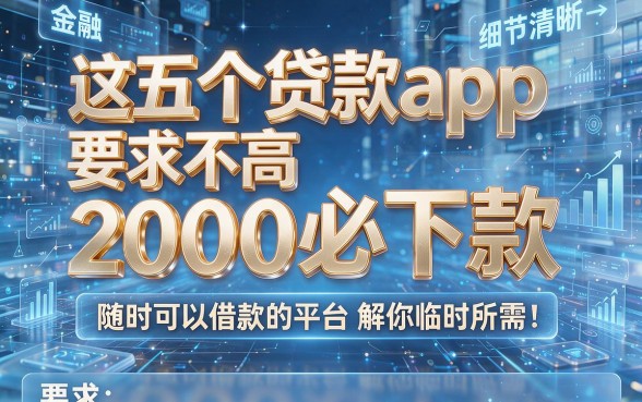 这五个贷款app要求不高2000必下款，随时可以借款的平台解你临时所需！