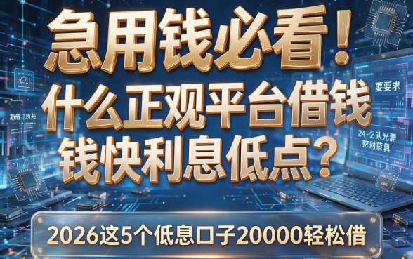 急用钱必看!什么正规平台借钱快利息低点?2026这5个低息口子20000轻松借
