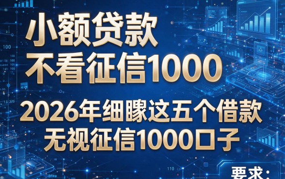 小额贷款不看征信1000，2026年细瞅这五个借款无视征信1000口子