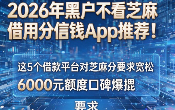 2026年黑户不看芝麻信用分借钱App推荐!这5个借款平台对芝麻分要求宽松,6000元额度口碑爆棚