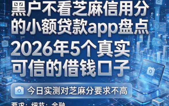 黑户不看芝麻信用分的小额贷款app盘点:2026年5个真实可信的借钱口子,今日实测对芝麻分要求不高!