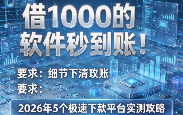 借1000的软件秒到账！2026年5个极速下款平台实测攻略