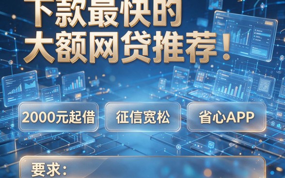 下款最快的大额网贷推荐：五款2000元起借、征信宽松的省心APP