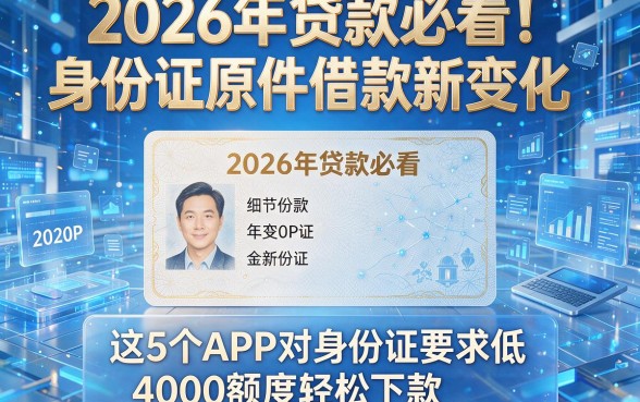 2026年贷款必看！身份证原件借款新变化，这5个APP对身份证要求低，4000额度轻松下款