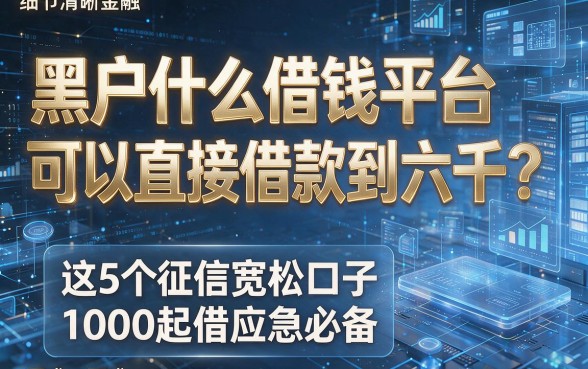 黑户什么借钱平台可以直接借款到六千?这5个征信宽松口子1000起借应急必备