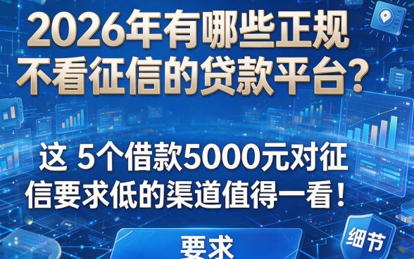 2026年有哪些正规不看征信的贷款平台?这5个借款5000元对征信要求低的渠道值得一看!