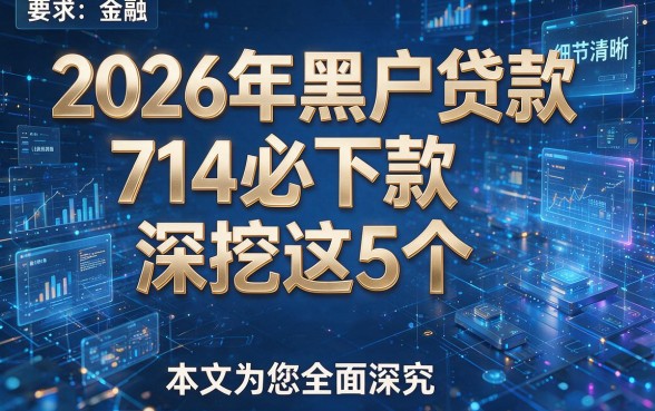 2026年黑户贷款714必下款深挖这5个,本文为您全面深究!
