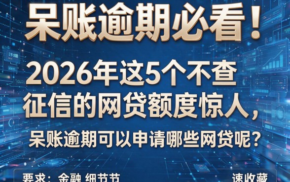 呆账逾期必看!2026年这5个不查征信的网贷额度惊人,呆账逾期可以申请哪些网贷呢?速收藏