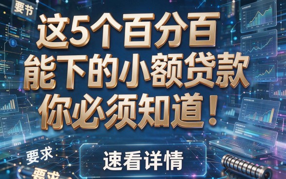 这5个百分百能下的小额贷款你必须知道!速看详情!