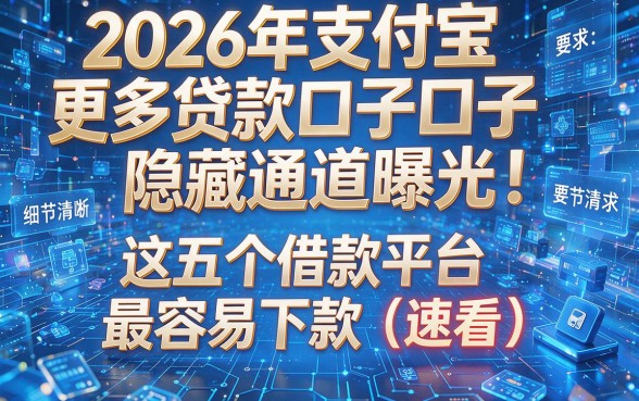 2026年支付宝更多贷款口子隐藏通道曝光!这五个借款平台最容易下款(速看)