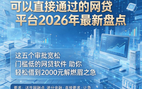 可以直接通过的网贷平台2026年最新盘点,这五个审批宽松、门槛低的网贷软件助你轻松借到2000元解燃眉之急