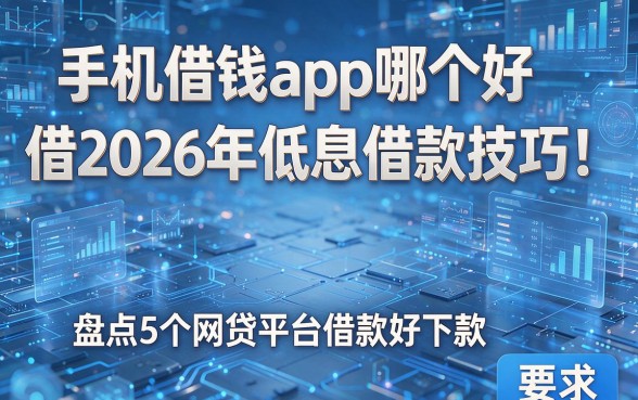 手机借钱app哪个好借2026年低息借款技巧!盘点5个网贷平台借款好下款