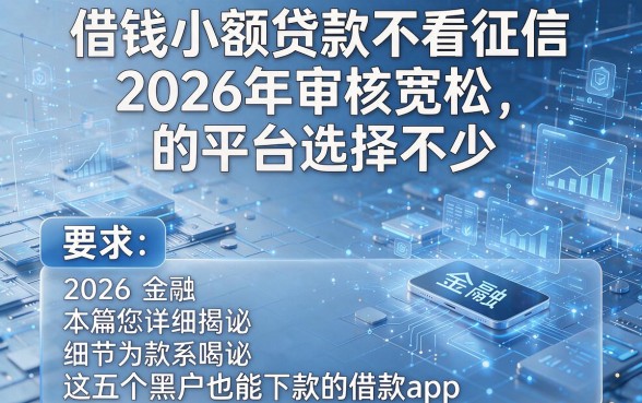 借钱小额贷款不看征信2026年审核宽松的平台选择不少,本篇为您详细揭秘这五个黑户也能下款的借款app!
