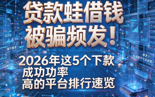 贷款蛙借钱被骗频发!2026年这5个下款成功率高的平台排行速览