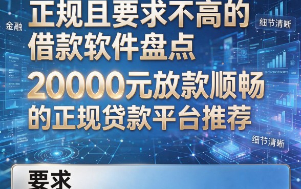 正规且要求不高的借款软件盘点:20000元放款顺畅的正规贷款平台推荐