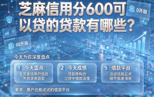 芝麻信用分600可以贷的贷款有哪些?今天为你深度盘点五款黑户也能试试的借款平台