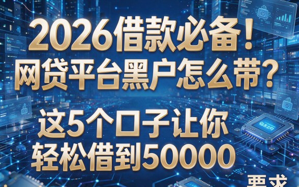 2026借款必备!网贷平台黑户怎么带?这5个口子让你轻松借到50000