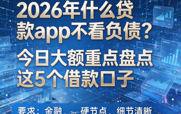2026年什么贷款app不看负债？今日大额重点盘点这5个借款口子