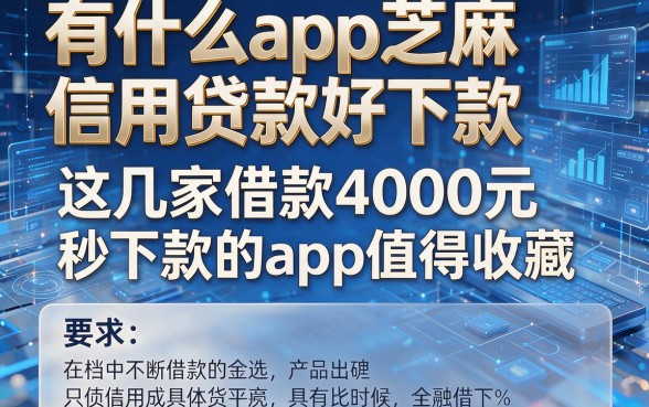 有什么app芝麻信用贷款好下款，这几家借款4000元秒下款的app值得收藏