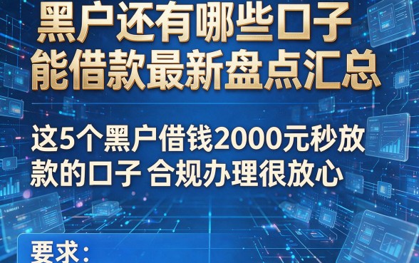 黑户还有哪些口子能借款最新盘点汇总,这5个黑户借钱2000元秒放款的口子合规办理很放心