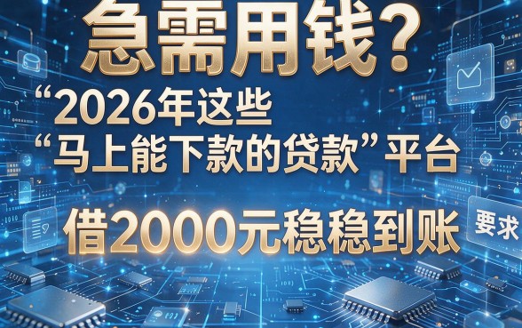 急需用钱?2026年这些“马上能下款的贷款”平台,借2000元稳稳到账