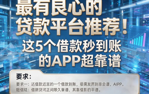 最有良心的贷款平台推荐:这5个借款秒到账的APP超靠谱