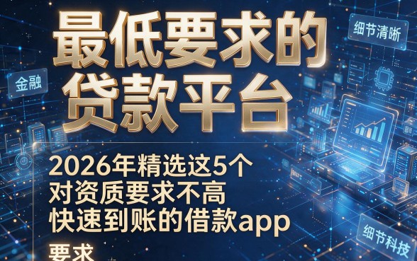 最低要求的贷款平台,2026年精选这5个对资质要求不高快速到账的借款app