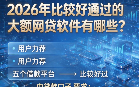 2026年比较好通过的大额网贷软件有哪些?用户力荐五个借款平台中贷款口子比较好过
