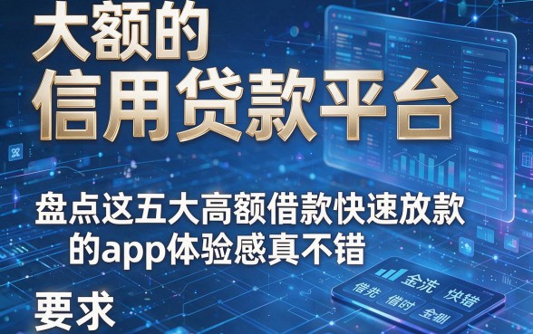 大额的信用贷款平台,盘点这五大高额借款快速放款的app体验感真不错