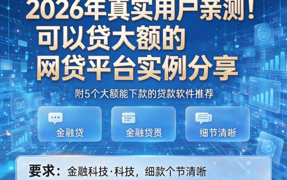 2026年真实用户亲测!可以贷大额的网贷平台实例分享,附5个大额能下款的贷款软件推荐