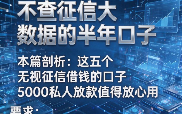不查征信大数据的半年口子，本篇剖析这五个无视征信借钱的口子5000私人放款值得放心用