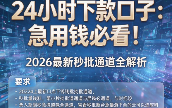 24小时下款口子:急用钱必看!2026最新秒批通道全解析
